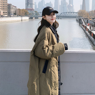 Denim Patchwork Design Diamond-Patterned down Jacket for Women, Mid-Length Winter Coat, Thickened 2025 Trendy White Duck down