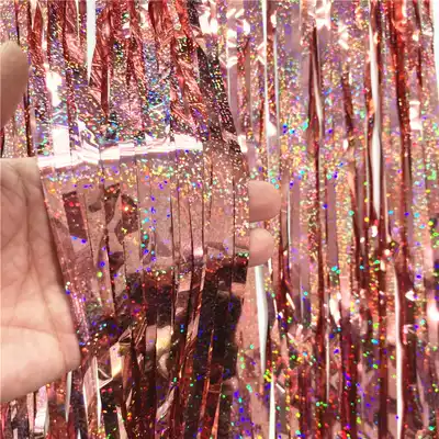 Valentine's Day tassel rain silk curtain Children's wedding stage Laser style Birthday decoration Background wall scene decoration Net red