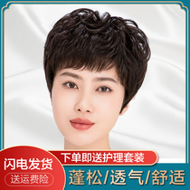 Wig Lady Short Hair Micro Curly Hair Mom Full Head Sleeve Lady Middle Aged Live-action Haircut Full True Natural Wig Sleeve