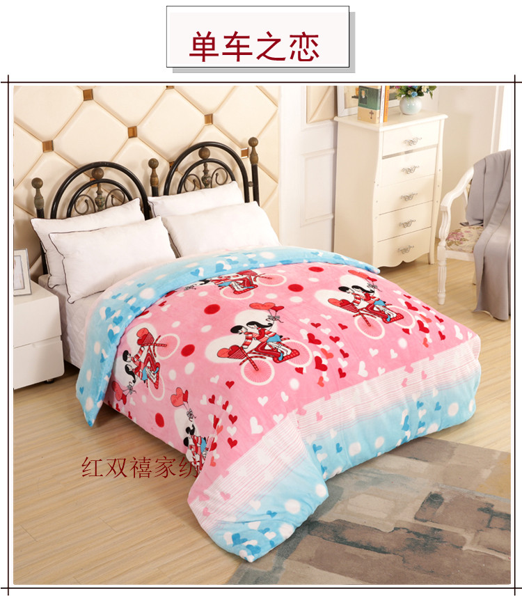 Mùa đông san hô nhung ấm chăn che đơn mảnh lớn màu đỏ hai mặt lông dày nhung sinh viên bao gồm 	bộ chăn phao ga gối