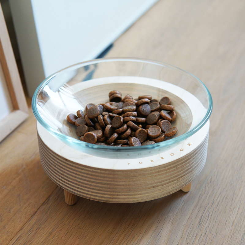 PURROOM glass cat bowl prevents black chin, protects cervical vertebrae, prevents overturning, and increases the height of the big bowl food bowl #bococo