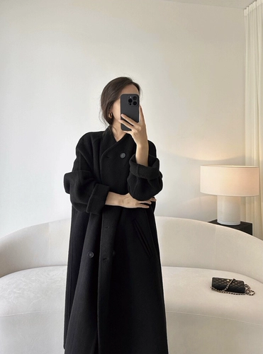 Двусторонное бархатное длинное шерстяное демисезонное шерстяное пальто, куртка, средней длины