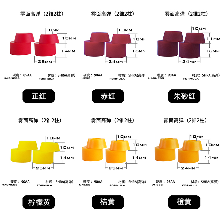 Professional Skateboard Bushes Bushings Shock Absorbers Double Teething Board Surfboard Bridge PU Soft Bridge Accessories Cone Studs Double Column High Bomb