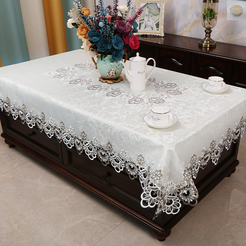 Decorative tea table tablecloth Nordic light luxury lace rectangular fabric living room with New Year's lace tablecloth