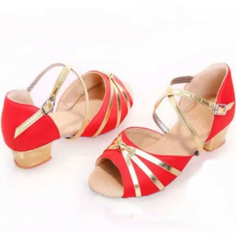 Latin black red dance shoes adult national dance shoes flat and soft sole dance shoes gold girl soft sole
