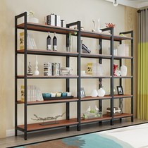  Storage display stand Floor-to-ceiling creative wrought iron shelf Wooden bookshelf Living room shelf Multi-layer rack shelf Bedroom