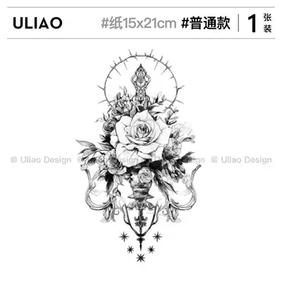 Notre Dame style thigh super cool hand-painted personality tattoo stickers waterproof and long-lasting female flower legs and arms sexy tattoos