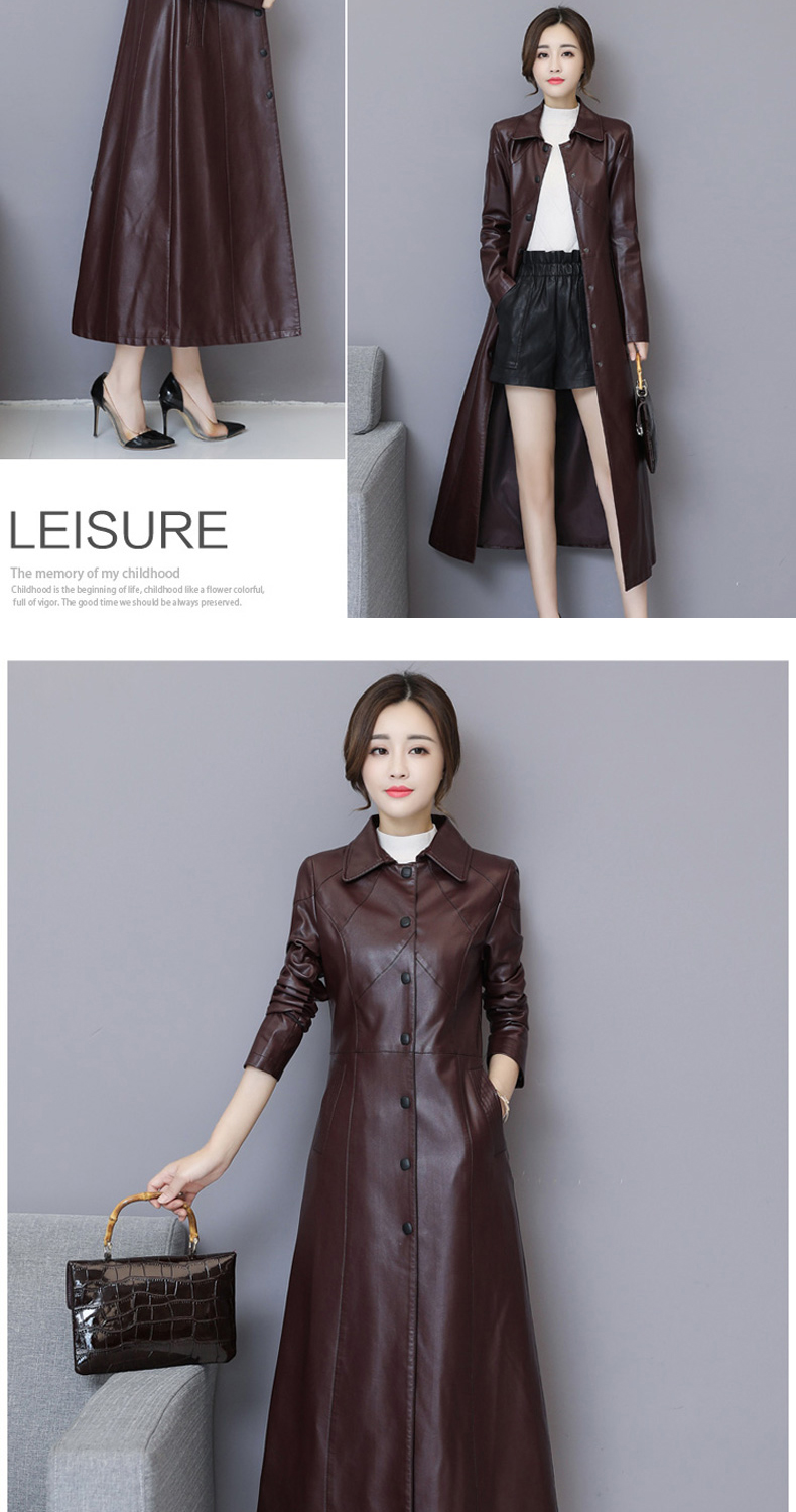 Quần áo da nữ size lớn 2018 mới mùa thu đông cộng với áo khoác lông bằng cotton dài đến đầu gối là áo khoác da mỏng phiên bản Hàn Quốc áo da dáng dài