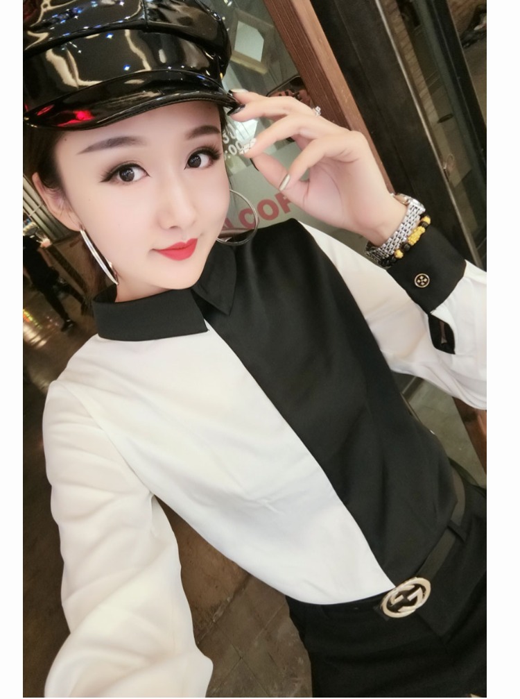 Châu Âu 2019 xuân mới thời trang màu sắc phù hợp in áo sơ mi nữ dài tay áo sơ mi lụa lỏng - Áo sơ mi dài tay 	áo sơ mi nữ kẻ sọc dài tay	
