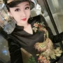 Áo sơ mi nữ tay dài 2018 thu đông mới thời trang Hàn Quốc hoang dã thêu cổ chữ V chạm đáy áo sơ mi lụa nữ sơ mi tay ngắn