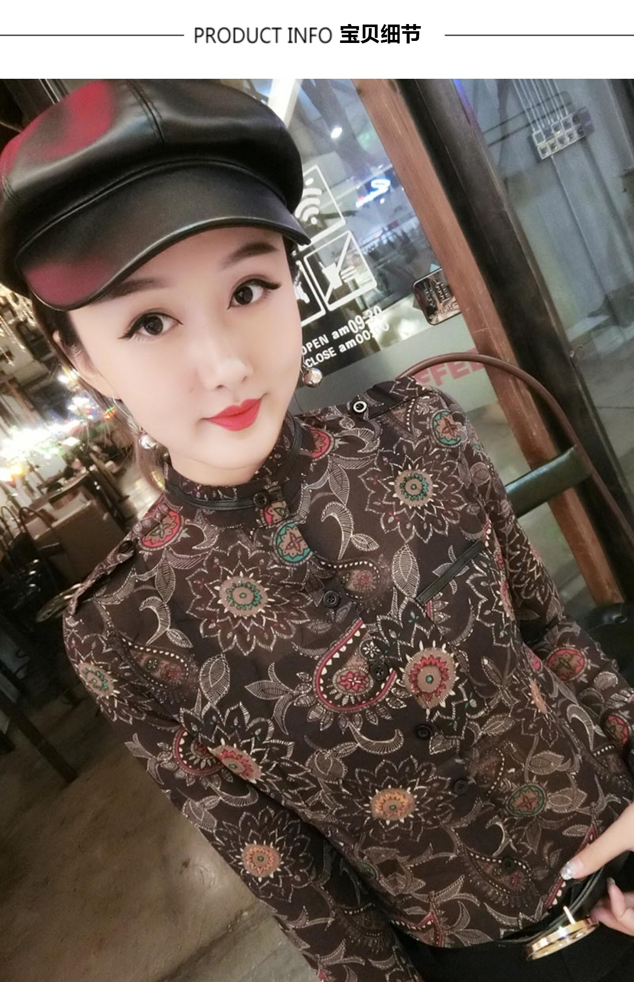 Áo sơ mi cổ đứng nữ dài tay phiên bản hàn quốc 2019 xuân mới áo thun giảm béo thời trang in áo sơ mi áo sơ mi dáng dài nữ tay lỡ