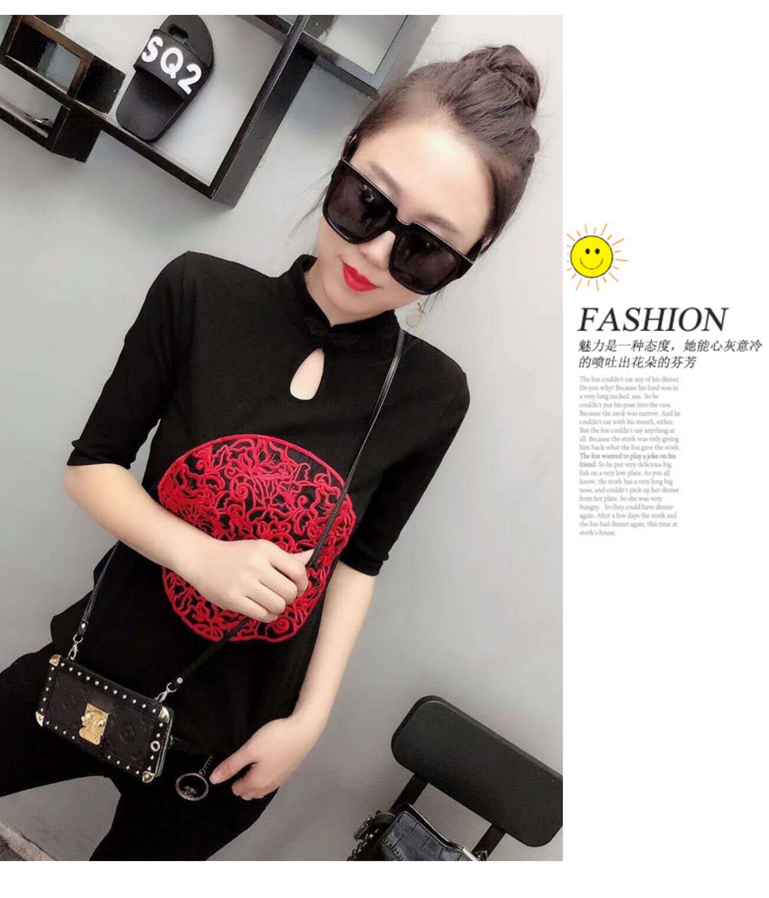 2019 mới áo thun ngắn tay nữ retro phong cách Trung Quốc nửa cổ áo thêu đáy áo sơ mi nữ áo sơ mi nửa tay - Áo phông áo thun có cổ nữ