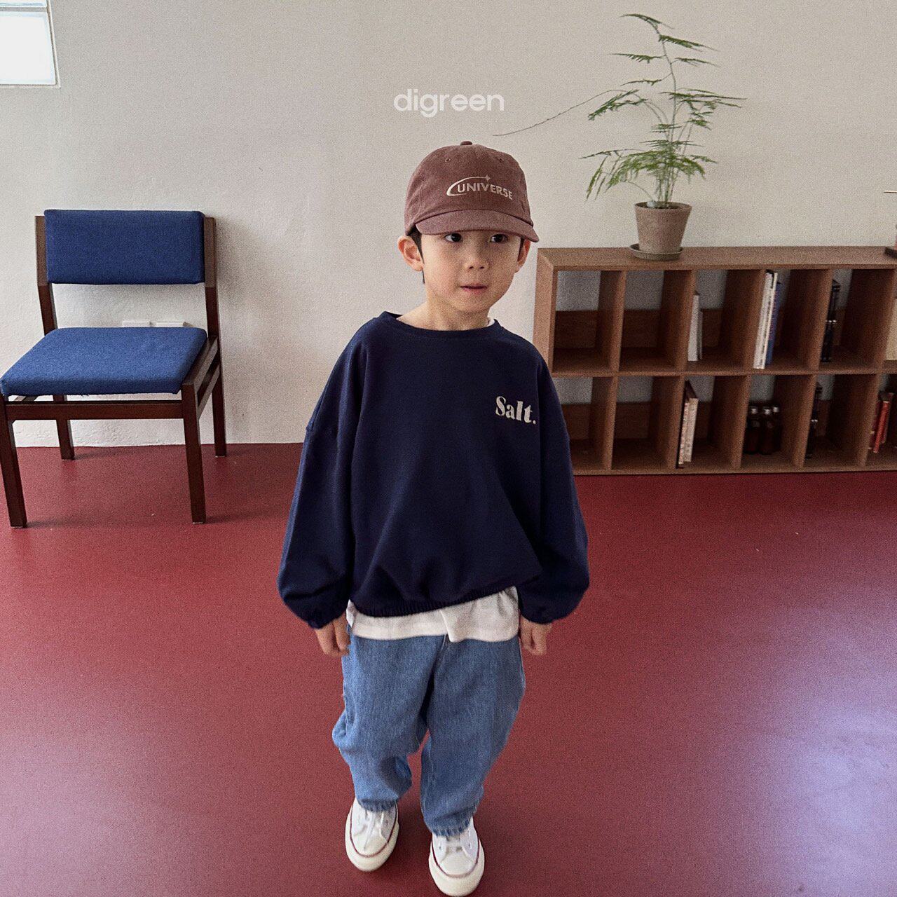 Floral small paving Korean children's clothing 23 autumn new diigreen male and female child letters tightness cashew casual long sleeve sweatshirt-Taobao