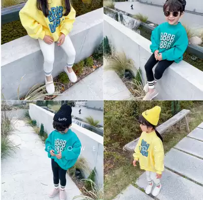 Spot Korean children's clothing winter new pink children's sweater letters plus velvet beautiful letters long sleeve thick cotton TA17