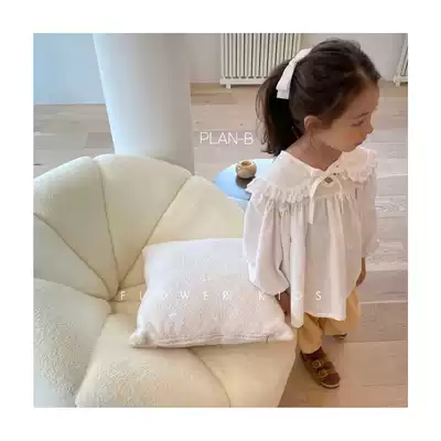 Flower shop now Korean children's clothing 21 autumn new planb tether hollow lace doll collar parent-child long sleeve shirt