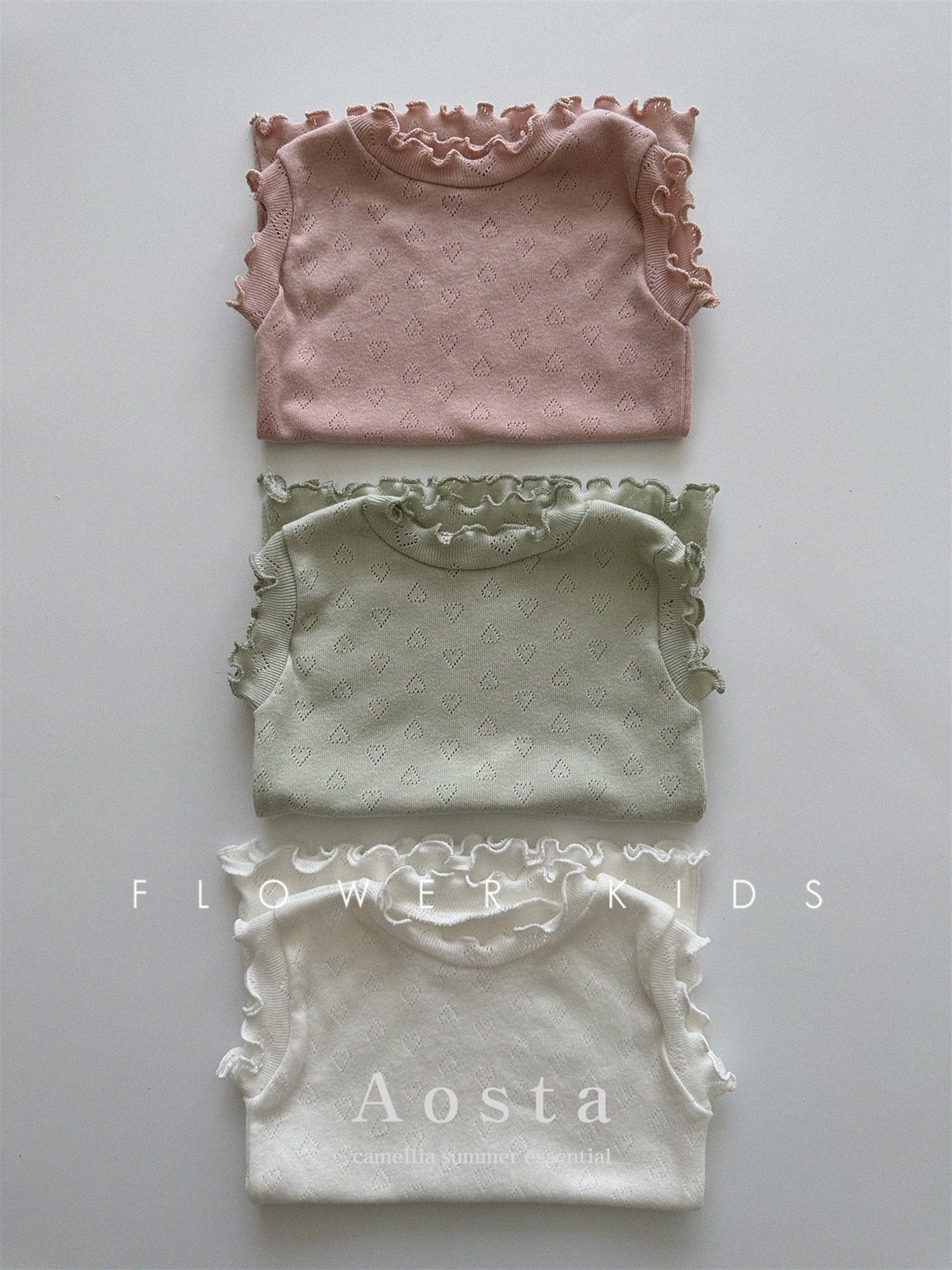 Flowers Pediatrics Korea Children's Clothing 23 Summer New Aosta Girl Hollowed-out Love Agaric Lace Collar Knit Vest-Taobao