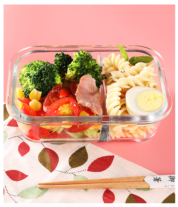 Nhật Bản nhập khẩu lò vi sóng sưởi ấm hộp ăn trưa hộp ăn trưa hộp thủy tinh hộp lưu trữ hộp hình chữ nhật có nắp đậy kín - Hộp cơm điện sưởi ấm hộp cơm điện hâm nóng