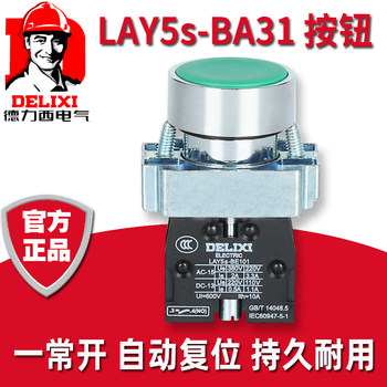 Delixi Button Lay5-Ba31 Green 42 Momentary Button 51 Metal Type Single Contact Power Switch Normally Open Closed