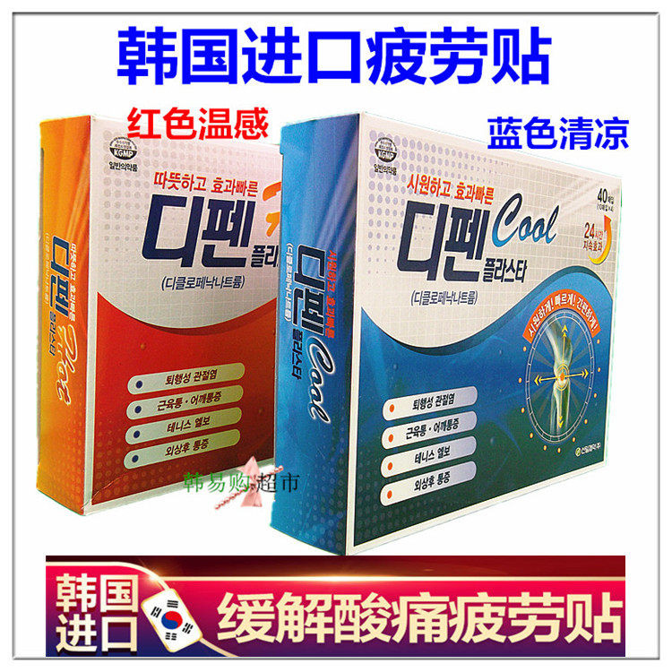 Korean fatigue patch Sinilpharm Fatigue patch Joint muscle Shoulder neck lumbar pain Blue red 1 box of 40 stickers