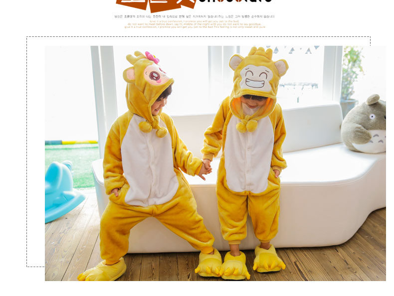 Mùa thu và mùa đông khỉ nhỏ trẻ em flannel phim hoạt hình một bộ đồ ngủ bé trai và bé gái san hô lông cừu dịch vụ nhà quan ao tre em