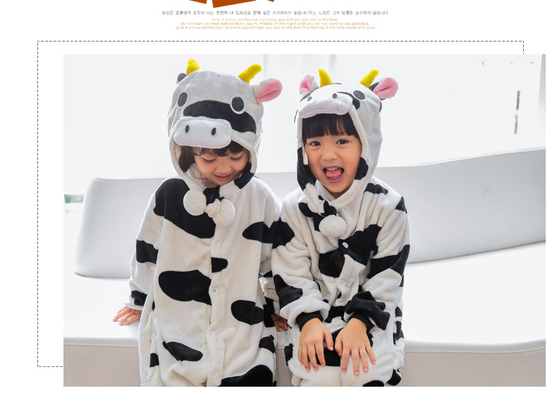 Mùa thu và mùa đông bò flannel bé phim hoạt hình động vật đồ ngủ một mảnh bé trai và bé gái học sinh san hô lông cừu khủng long đồ ngủ áo liền quần cho bé an toàn