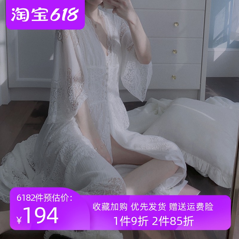 New Korean version of the palace style sleep skirt female long lace sexy pajamas super fairy princess home wear skirt