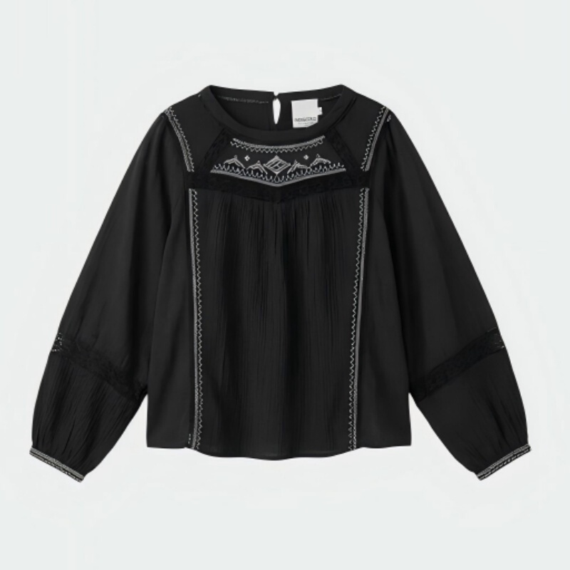 Ic Black and Gray Lace Embroidered Shirt (21)
