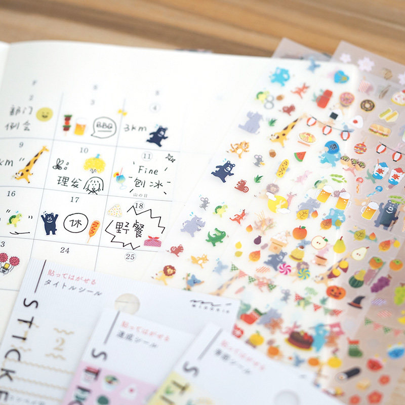 Japan Midori Import Handbooks Special Sticker Mood Decoration Season Wide Stickers