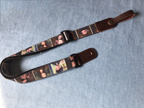 Handmade cartoon version of oil painting universal ukulele strap ukulele strap leather head to send tail nail