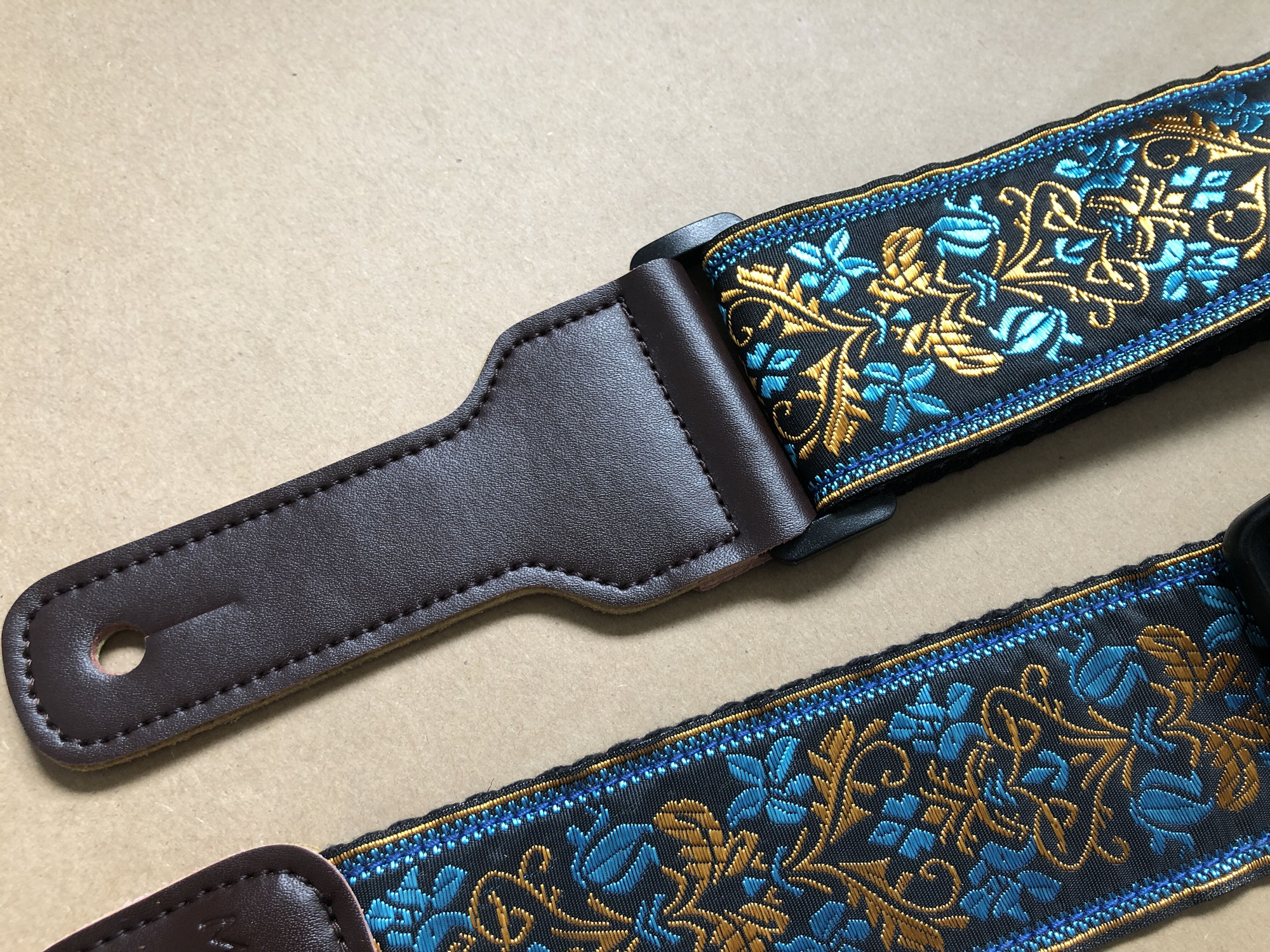 Pure handmade 5 cm contrast color black gold blue guitar strap suitable for all models of guitar electric guitar Guitar strap