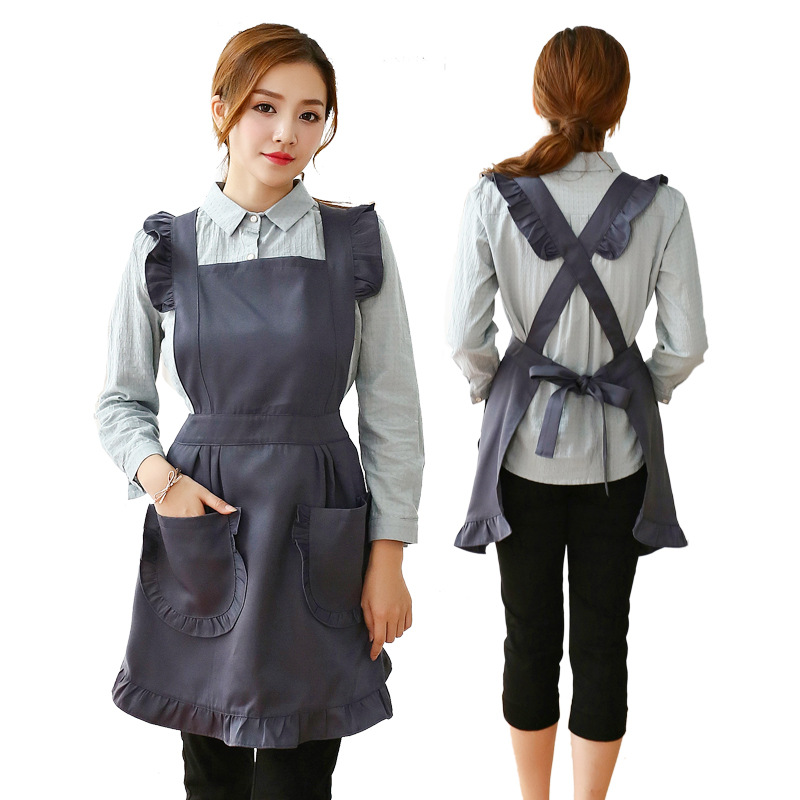 Korean version of the cute princess lace dress apron kitchen cover slim-fit housework cooking cooking wear