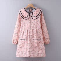New long sleeve apron womens Korean version Work clothes foreign air cute waterproof anti-fouling and oil-proof kitchen Home Cooking waistline