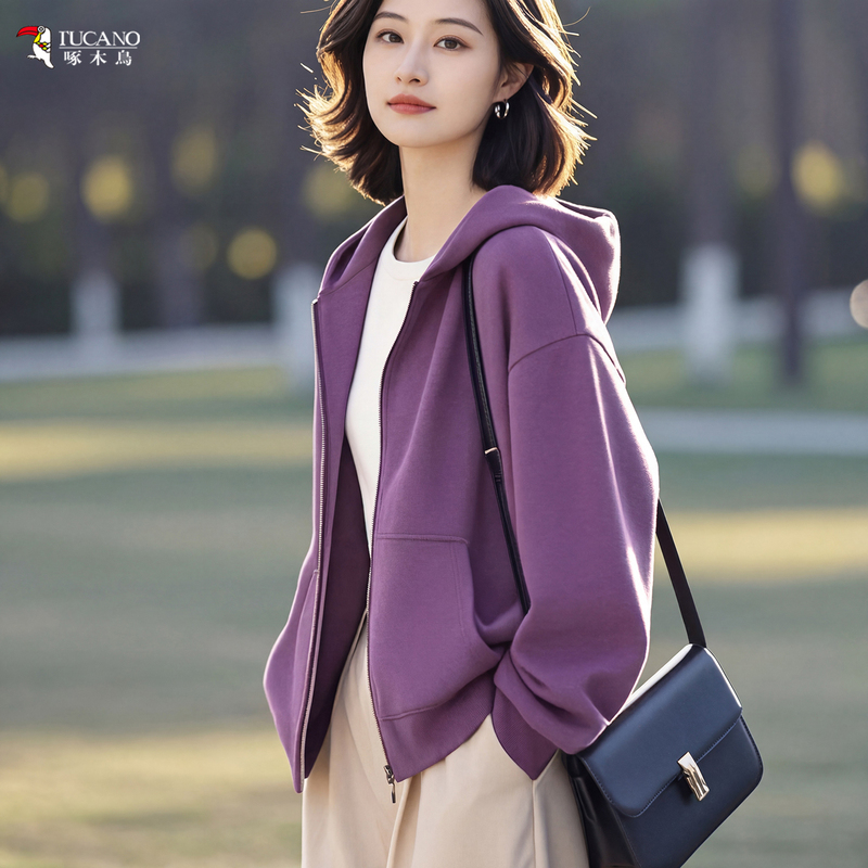 Woodpecker 2026 New Cardigan Sweatshirt Women's Hooded Cool Style Jacket Casual Long-Sleeved Thin Spring and Autumn Top Woodpecker 2026 New Cardigan Sweatshirt Women's Hooded Cool Style Jacket Casual Long-Sleeved Thin Spring and Autumn Top
