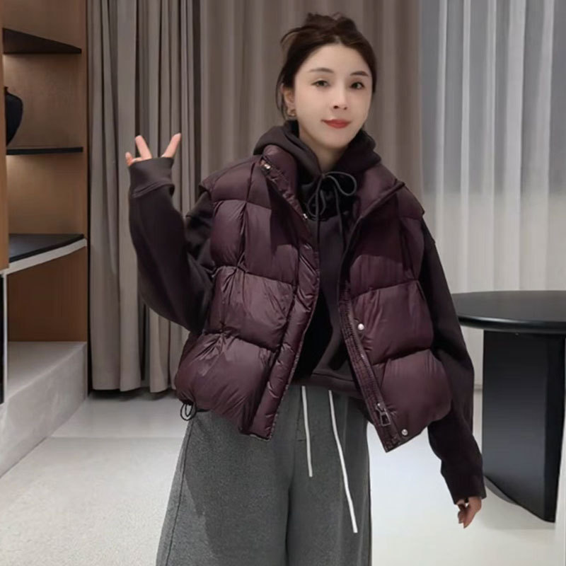 Women's down Vest 2025 Autumn and Winter New Short Style Stand Collar White Duck down Vest Thickened Warm Vest Jacket