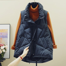 Down cotton waistcoat womens long 2020 autumn and winter New Korean version of the horse casual large size Joker waistcoat