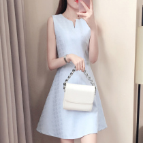 Small dress 2021 new summer temperament V-neck fairy skirt short waist thin super fairy skirt female