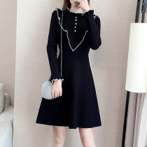 Sweater dress womens autumn 2020 new small thickened bottom with black skirt knitted dress autumn and winter