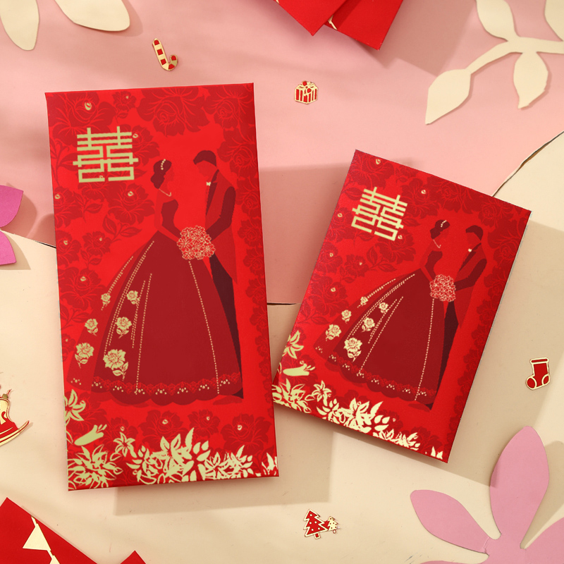Wedding Red Envelopes Exclusive Wedding Personality Creative Thickening Semento Red Packet Bags Upmarket Big and Big Name is a Wedding Celebration