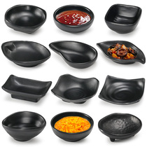 Keberja Small Saucer 10 Imitation Porcelain Melamine Black Stained Dish Bowl Plastic Seasoning Dip Dish Taste Disc Commercial
