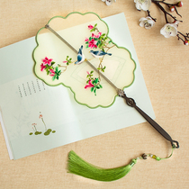 Suzhou hand-embroidered Hanfu Tuan fan ancient style Su embroidery fan double-sided embroidery Palace fan Chinese wind flow Su Mei fan props