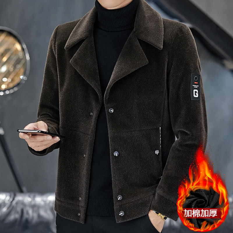 Winter short woolen coat for young men Korean style slim thick British style trendy woolen small windbreaker men's coat
