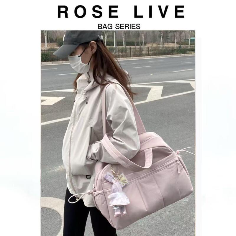 Rose Live Cloud Travel Bag Pink Large Capacity Short-Distance Luggage Bag 2026 New Sports Fitness Bag for Women