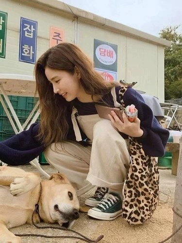 Rose Live Корейская версия эмиса Леопарда платформы сумки на плечо Сонг Хейнга Хан Суо Ши Ши Ши Сумки Сумка Сумка Женщины