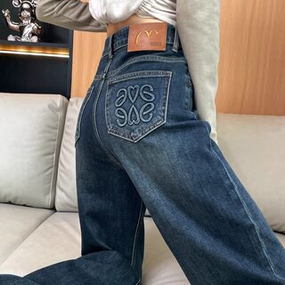 Narrow Straight-Leg Jeans for Women, 2025 Spring New Style, High-Waisted, Loose, Slimming, Drapey, American-Style Floor-Length Wide-Leg Pants