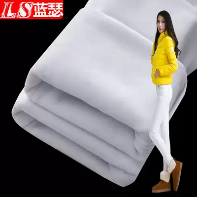 White plus velvet jeans women's high waist feet stretch winter wear 2020 New thick warm boots pants trousers