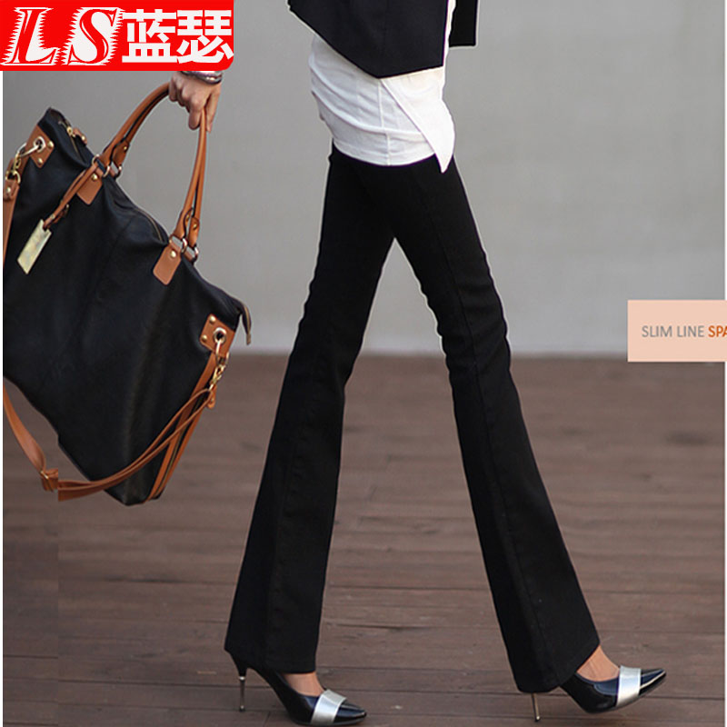 2021 new broadlegged pants Korean version 90% summer stretch black micro horn pants woman long pants high waist and body jeans