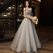 Harness Night Gown Lady 2022 Spring New Banquet High-end Temperament Famous FAIRY AIR FLUFFY GOWN DRESS EVEN DRESS