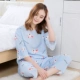 Bộ đồ ngủ nữ mùa xuân và mùa hè, quần dài ngắn tay lụa cotton rayon, đồ ngủ mỏng hoạt hình, dịch vụ tại nhà hai mảnh - Cặp đôi