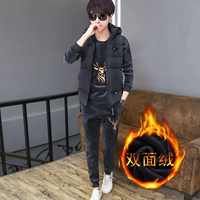 1032 (плюс бархат толстый) серый три -набор