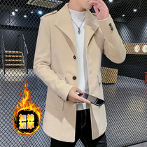 2020 new autumn and winter windbreaker mens medium-long Korean version of the trend Mink fluff coat British thick coat